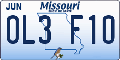 MO license plate OL3F1O