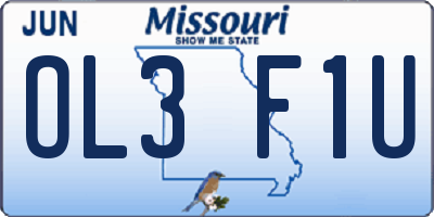 MO license plate OL3F1U