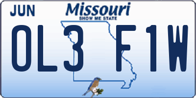 MO license plate OL3F1W