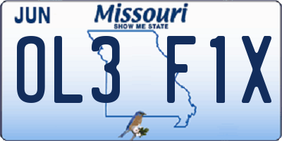 MO license plate OL3F1X