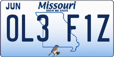 MO license plate OL3F1Z
