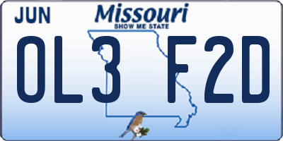 MO license plate OL3F2D
