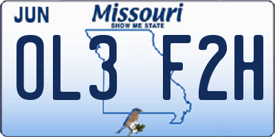 MO license plate OL3F2H