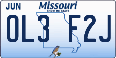 MO license plate OL3F2J