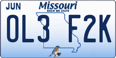 MO license plate OL3F2K