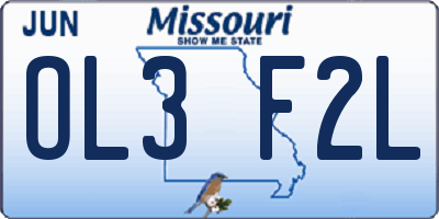 MO license plate OL3F2L