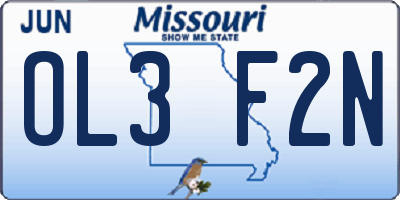 MO license plate OL3F2N