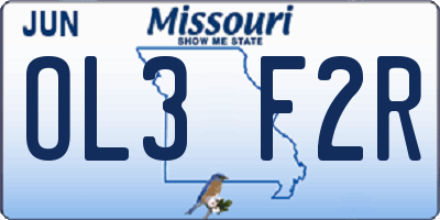 MO license plate OL3F2R