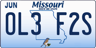 MO license plate OL3F2S