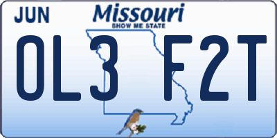 MO license plate OL3F2T