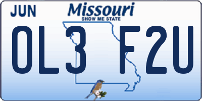 MO license plate OL3F2U