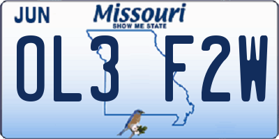 MO license plate OL3F2W