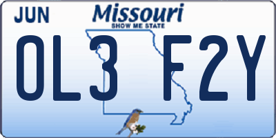 MO license plate OL3F2Y