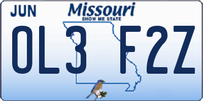 MO license plate OL3F2Z
