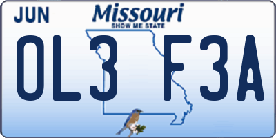 MO license plate OL3F3A