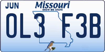MO license plate OL3F3B