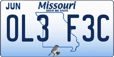 MO license plate OL3F3C