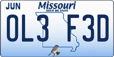 MO license plate OL3F3D