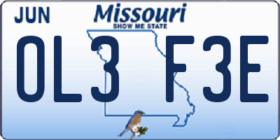MO license plate OL3F3E