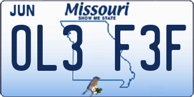 MO license plate OL3F3F
