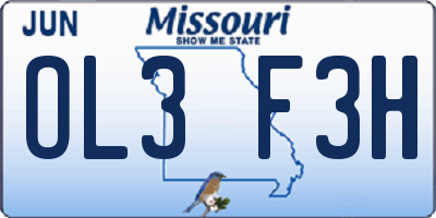 MO license plate OL3F3H