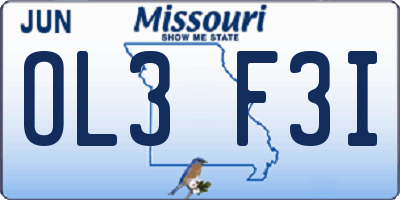 MO license plate OL3F3I
