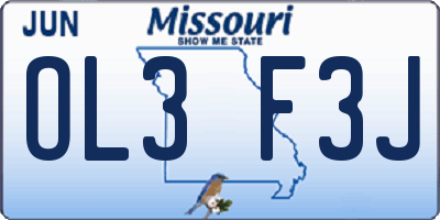 MO license plate OL3F3J