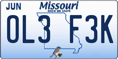 MO license plate OL3F3K