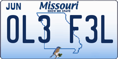 MO license plate OL3F3L
