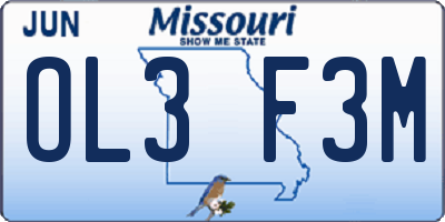 MO license plate OL3F3M