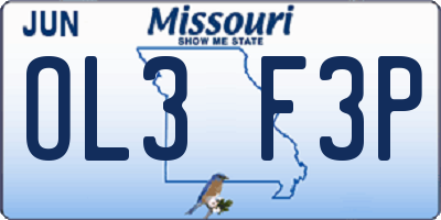 MO license plate OL3F3P