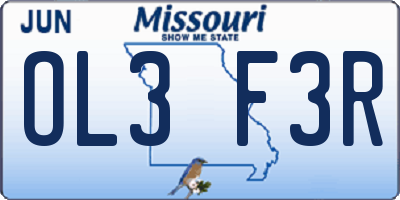 MO license plate OL3F3R