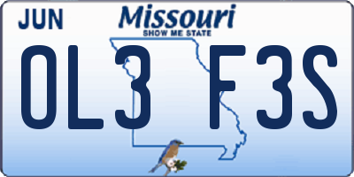 MO license plate OL3F3S