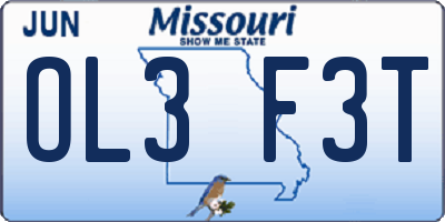 MO license plate OL3F3T