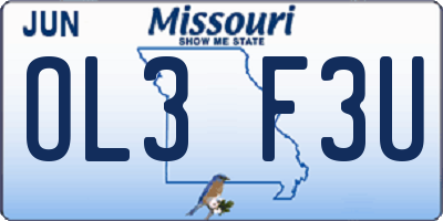 MO license plate OL3F3U