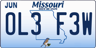 MO license plate OL3F3W