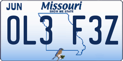 MO license plate OL3F3Z