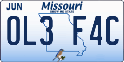 MO license plate OL3F4C