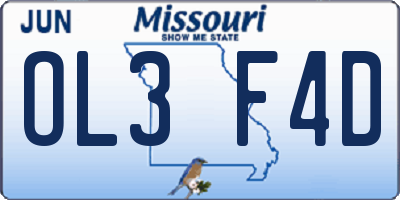 MO license plate OL3F4D