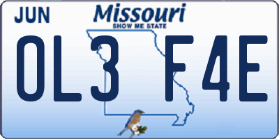 MO license plate OL3F4E