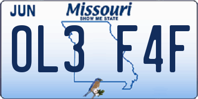 MO license plate OL3F4F