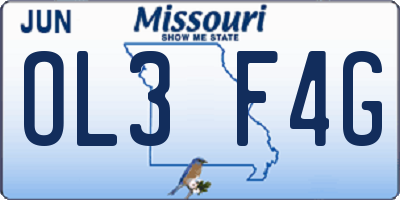 MO license plate OL3F4G
