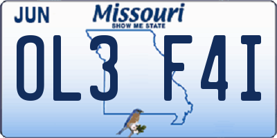 MO license plate OL3F4I