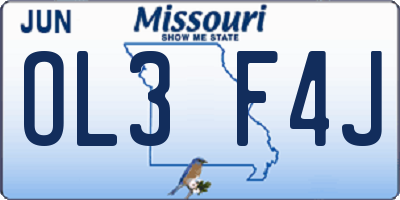 MO license plate OL3F4J