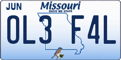 MO license plate OL3F4L