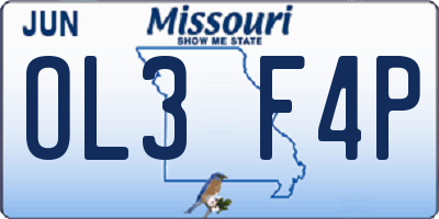 MO license plate OL3F4P