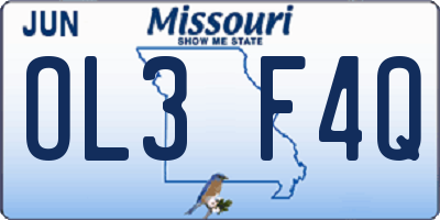 MO license plate OL3F4Q