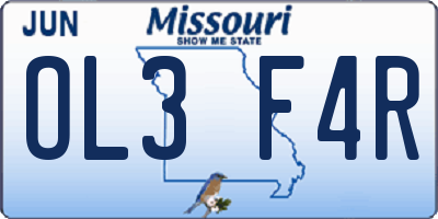 MO license plate OL3F4R