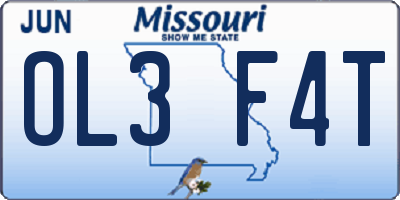 MO license plate OL3F4T