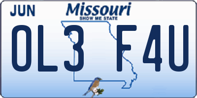 MO license plate OL3F4U